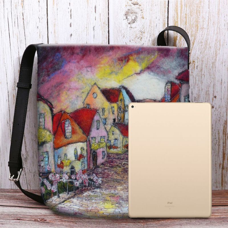 Dam Canvas Casual Cartoon Mönster Justerbar Rem Crossbody Bag Stor Kapacitet Axelväska