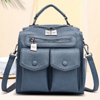 Dam Casual Solid Crossbody Bag Ryggsäck Axelväska