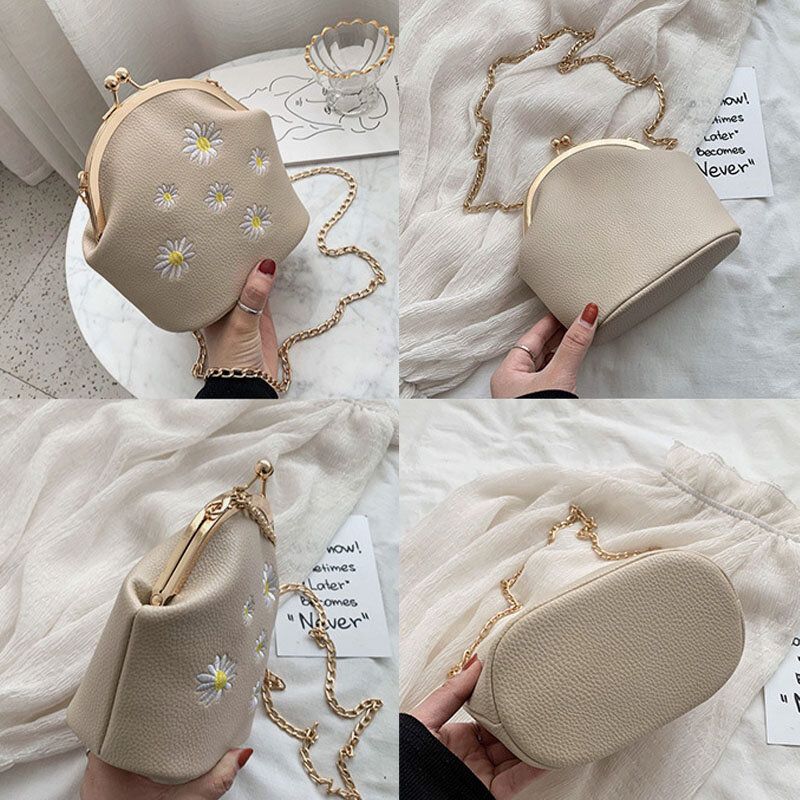 Dam Daisy Broderikedjor Hasp Crossbody Bag Axelväska