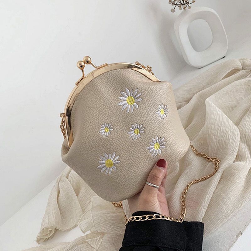 Dam Daisy Broderikedjor Hasp Crossbody Bag Axelväska