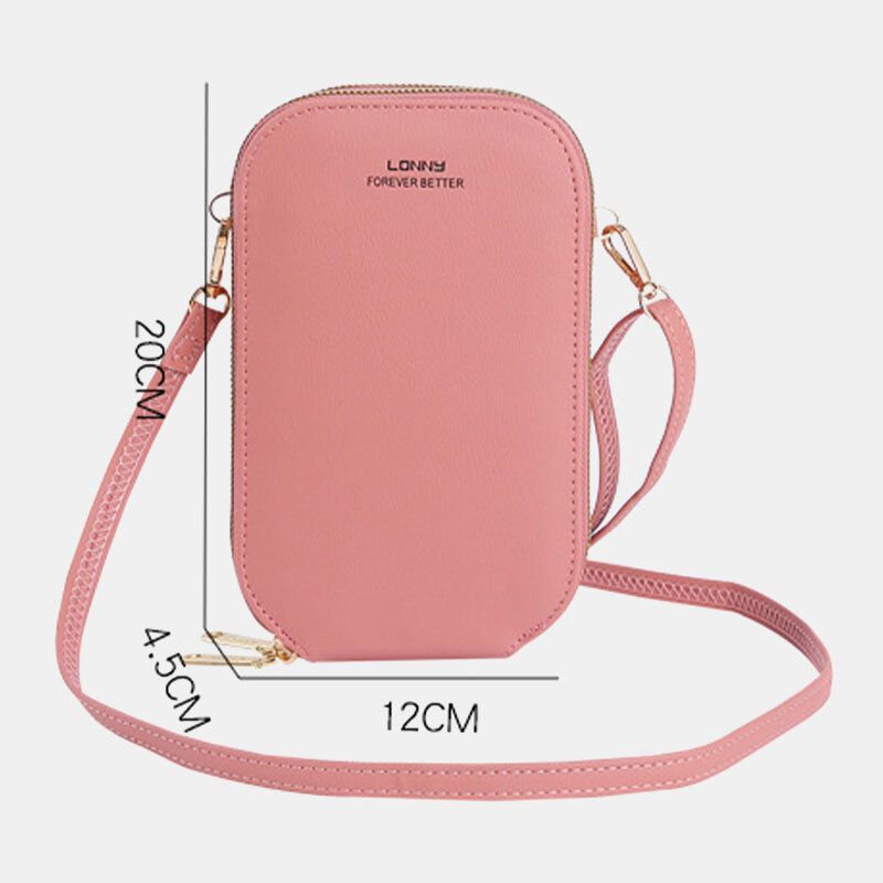 Dam Konstläder Mode Touch Screen Mini Crossbody Väska Telefonväska