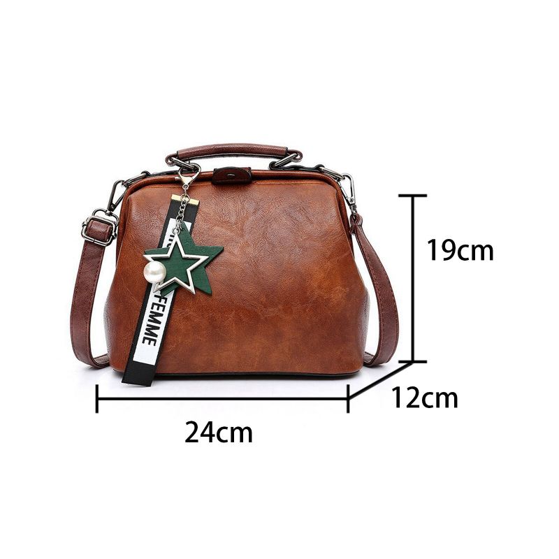 Dam Konstläder Vintage Crossbody-väska Med Stor Kapacitet Cabriolet Rem Retro Handväska