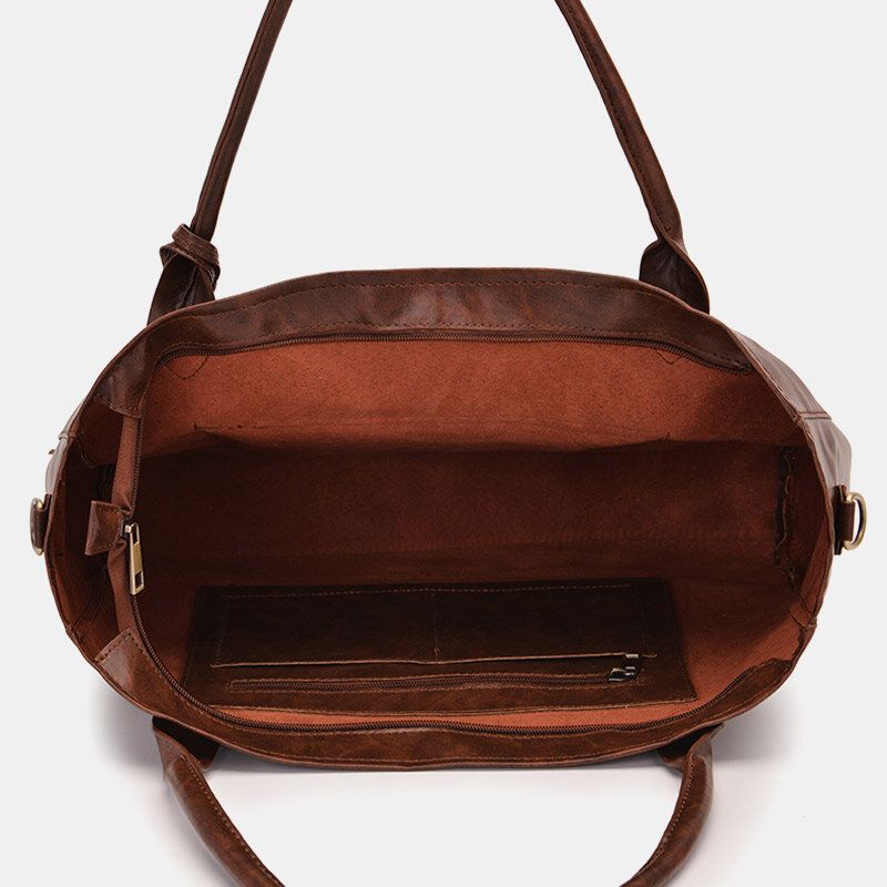 Dam Vintage Tofsdekor Med Stor Kapacitet Tygväska Crossbody-väska Multifunktionell Mjuk Fuskpäls Resväska Handväska