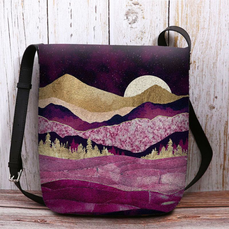 Damfilt Mountain Treetop Landscape Print Bag Crossbody Bag Axelväska