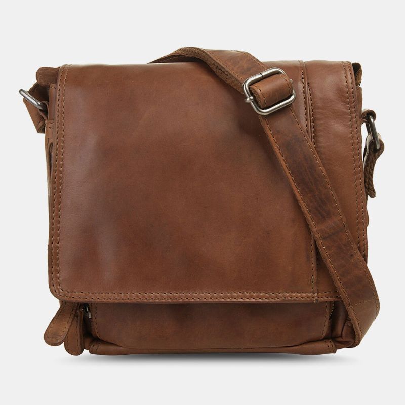 Ekphero Herr Vattentät Flerlagers Dragkedja Crossbody-väska Faux Läder Mjuk Messenger Bag Stöldskyddsväska