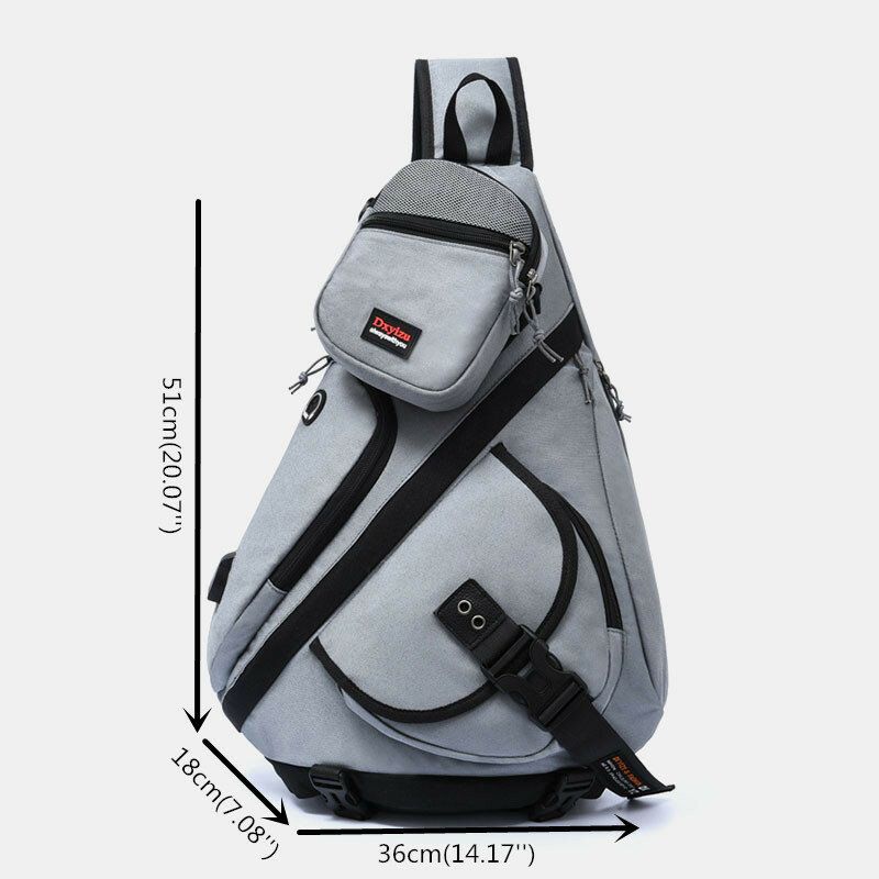 Herr 2st Usb-laddningshörlurar Stor Kapacitet Multifunktion Vattentät Crossbody-väska Bröstväska Sling Bag