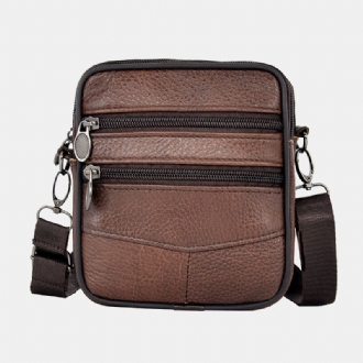 Herr Äkta Läder Business Multi-carry Crossbody-väska Med Stor Kapacitet