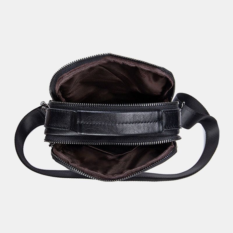 Herr Äkta Läder Retro Business Small Cowhide Läder Axelväska Crossbody Bag