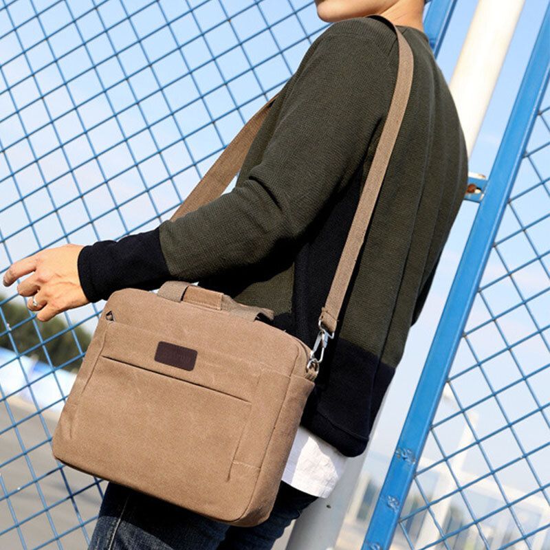 Herr Canvas Axelväska Crossbody Bag Handväska Business Bag