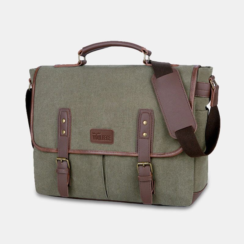 Herr Canvas Multi-fick Slittålig Vintage Business Messenger Bag Laptopväska Crossbody Bag Handväska