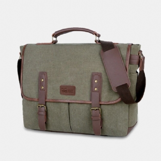 Herr Canvas Multi-fick Slittålig Vintage Business Messenger Bag Laptopväska Crossbody Bag Handväska