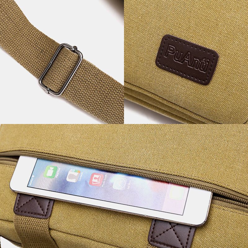 Herr Canvas Multi-pocket Crossbody-väska Med Stor Kapacitet