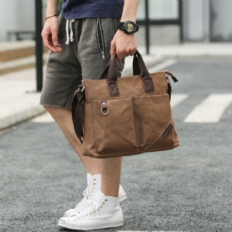 Herr Canvas Slitstarka Crossbody-väskor Med Flera Fickor Retro Casual Stor Kapacitet Dragkedja Axelväska Handväska