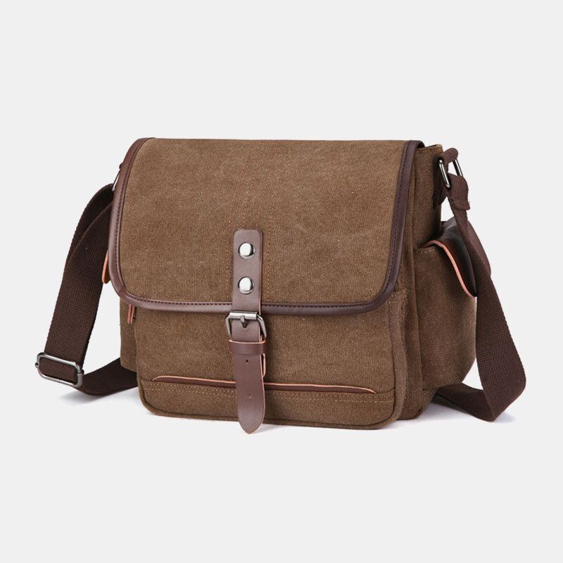 Herr Canvas Stor Kapacitet Vattentät Vintage Laptop Messenger Bag Axelväska Crossbody Bag