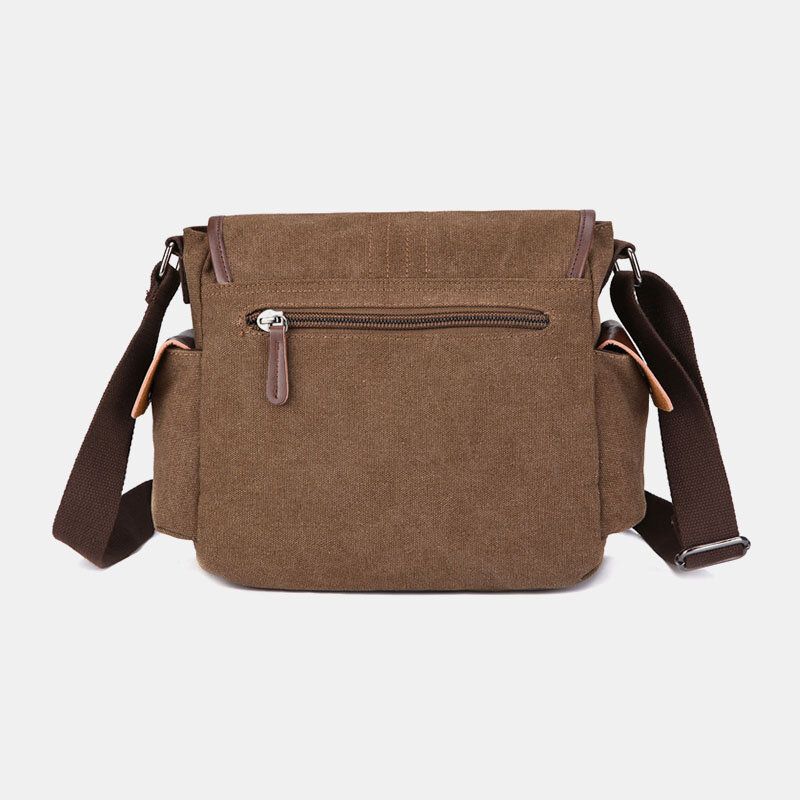 Herr Canvas Stor Kapacitet Vattentät Vintage Laptop Messenger Bag Axelväska Crossbody Bag