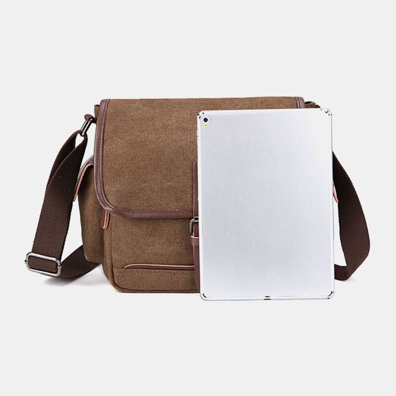 Herr Canvas Stor Kapacitet Vattentät Vintage Laptop Messenger Bag Axelväska Crossbody Bag