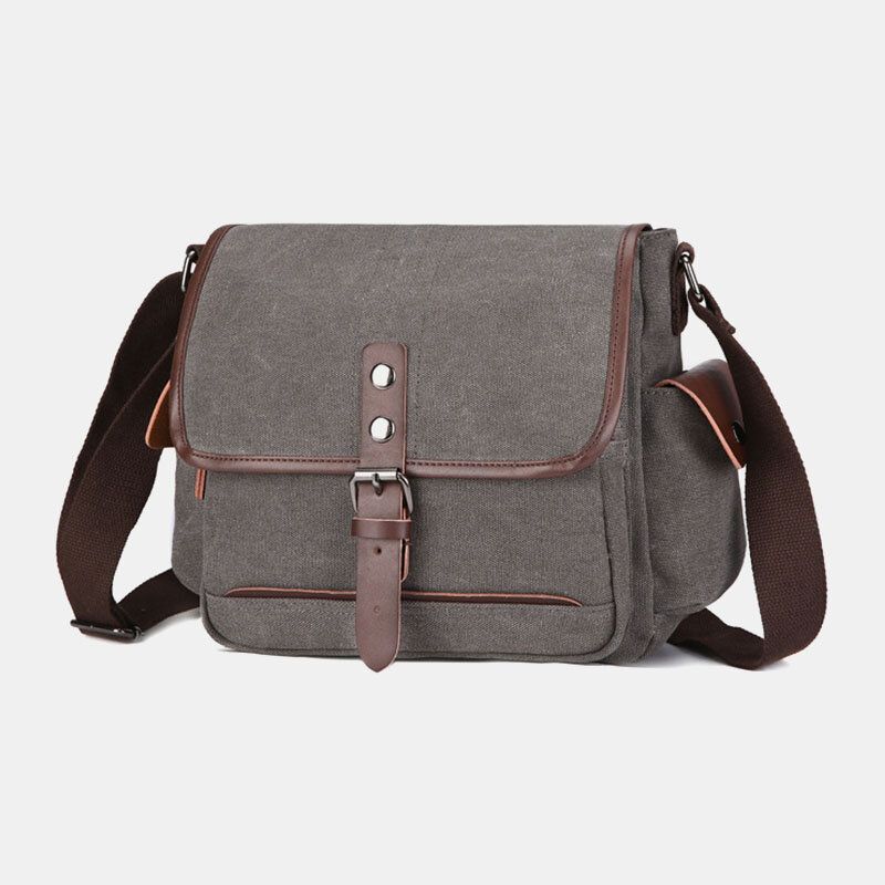 Herr Canvas Stor Kapacitet Vattentät Vintage Laptop Messenger Bag Axelväska Crossbody Bag