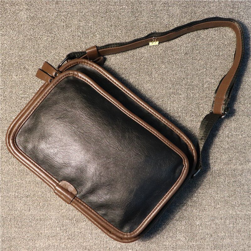 Herr Casual Mjukt Läder Rygg Stöldskyddsficka Crossbody-väskor Messenger-axelväska