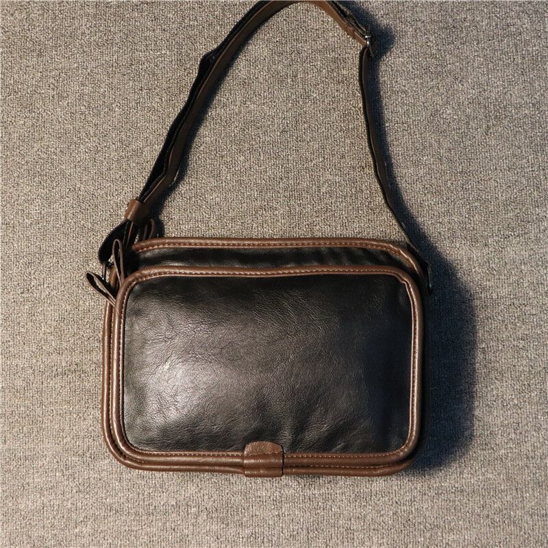 Herr Casual Mjukt Läder Rygg Stöldskyddsficka Crossbody-väskor Messenger-axelväska