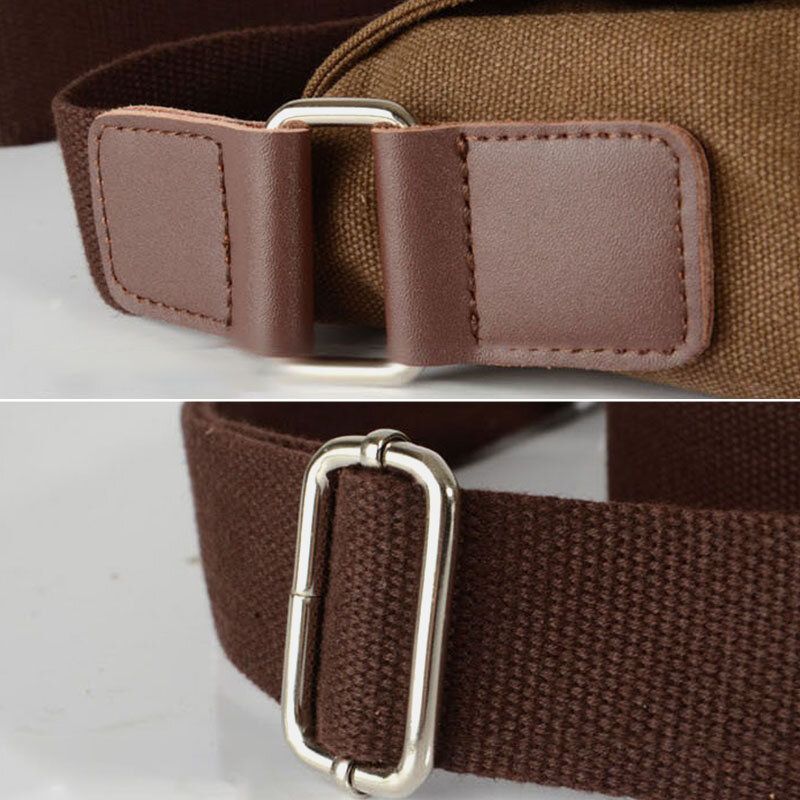 Herr Dubbel Framficka Crossbody-väska Med Stor Kapacitet Retro Canvas Horisontell Enfärgad Stöldskyddsaxelväska