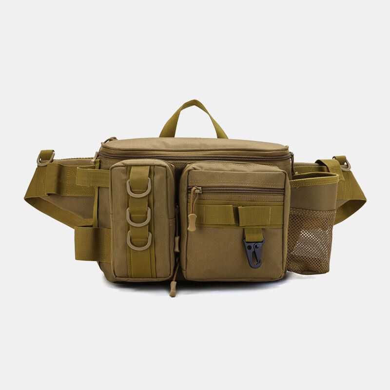 Herr Fish Bag Multi-fickor Outdoor Tactical Bag Crossbody Bag Midjeväska Oxford Camo Mönster