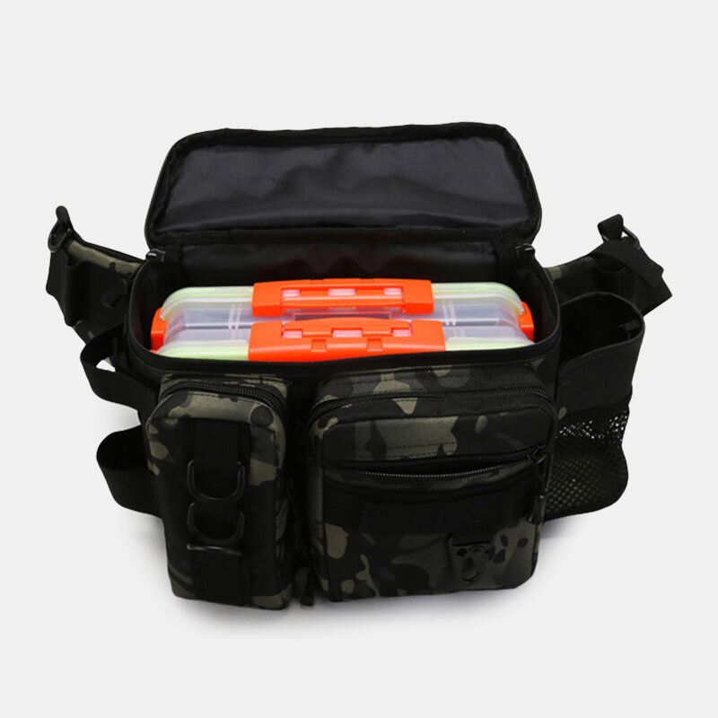 Herr Fish Bag Multi-fickor Outdoor Tactical Bag Crossbody Bag Midjeväska Oxford Camo Mönster