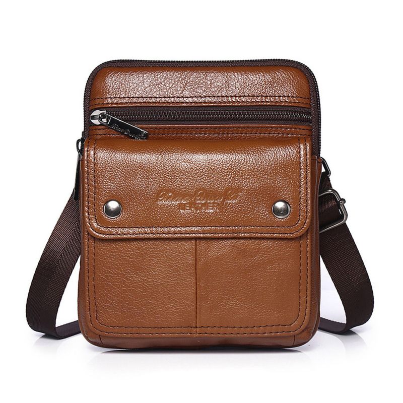 Herr Kohud Flerfack Dragkedja Axelväska Crossbody Bag Outdoor Casual Vintage Messenger Bag