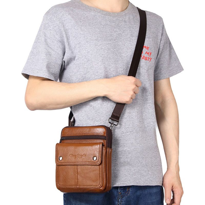 Herr Kohud Flerfack Dragkedja Axelväska Crossbody Bag Outdoor Casual Vintage Messenger Bag