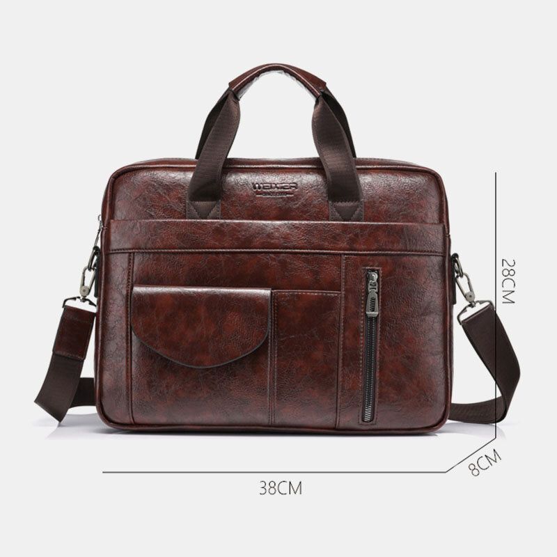 Herr Multi-pocket Anti-stöld Crossbody-väskor Stor Kapacitet Retro 133 Tum Laptop Messenger Bag Portfölj Axelväska