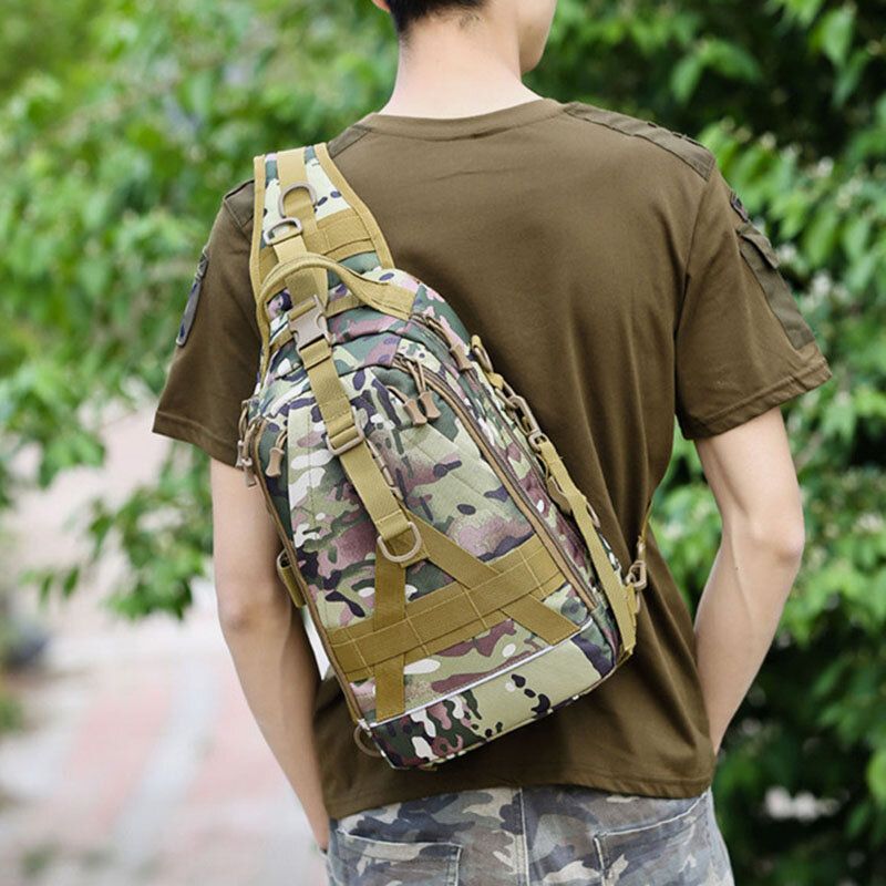 Herr Oxford Camo Multifunktion Vattentät Utomhussport Ridning Taktisk Axelväska Crossbody-väska Bröstväska