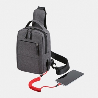 Herr Polyester Usb Laddning Stor Kapacitet Flerlager Business Crossbody Bag Bröstväska Sling Bag