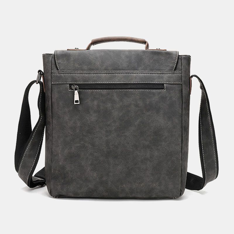 Herr Pu Läder Flerfickor Vintage Casual Vattentät Crossbody-väskor Som Andas Axelväskor