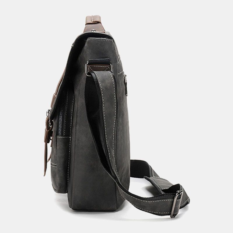 Herr Pu Läder Flerfickor Vintage Casual Vattentät Crossbody-väskor Som Andas Axelväskor