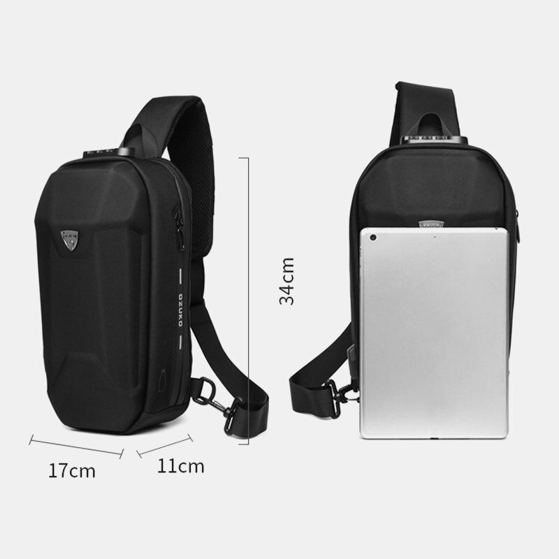 Herr Usb-laddning Flerfickor Stöldskydd Vattentät Utomhus Crossbody-väska Bröstväska Sling Bag