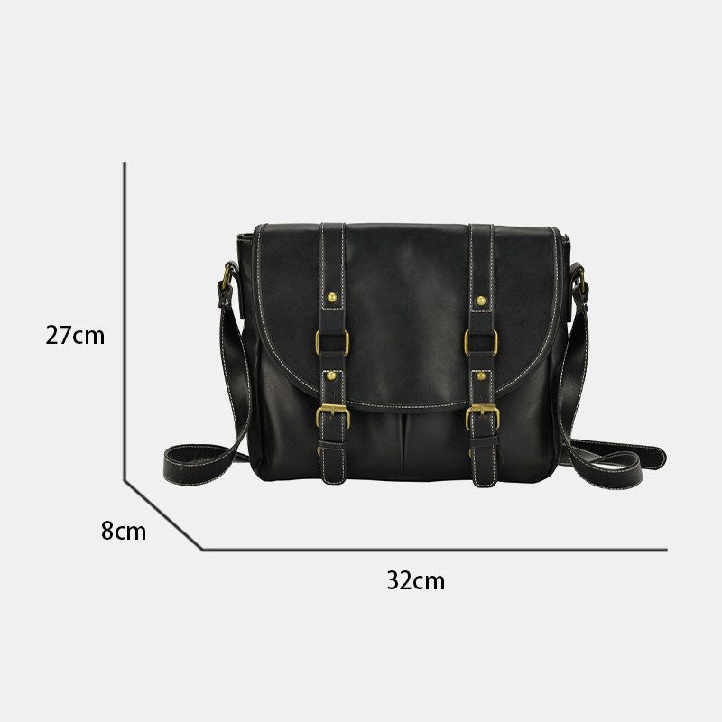 Herr Vintage Large Capacity Multi-pocket Pu Läder Lärarväska Crossbody Bag Brief Axelväska