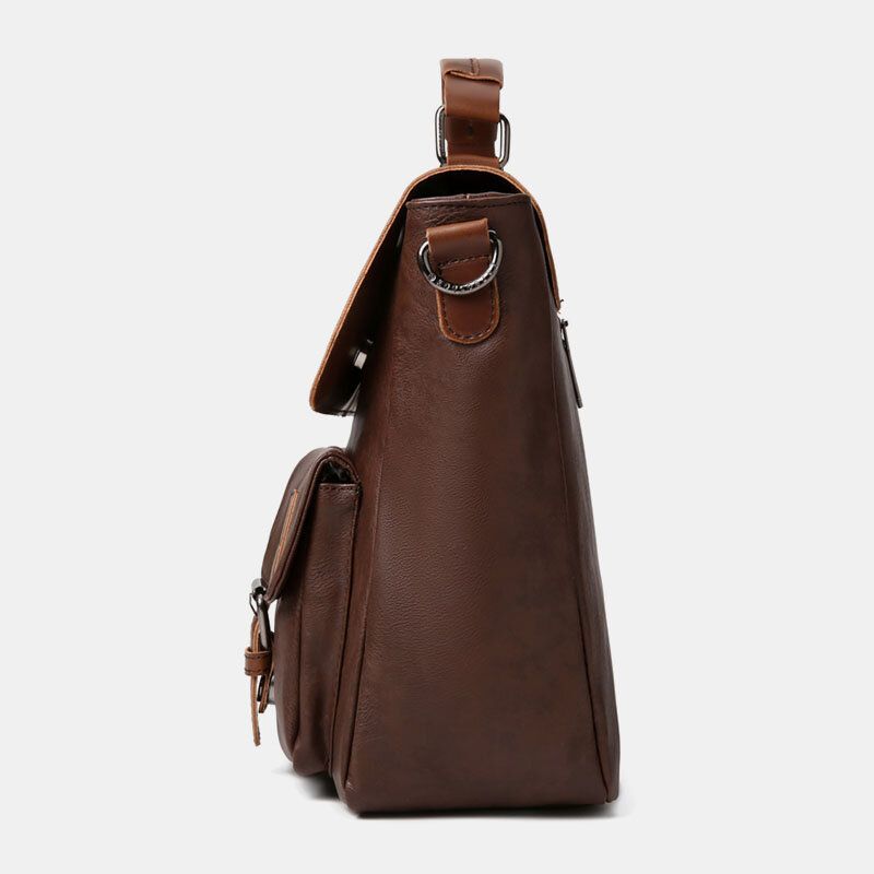 Herr Vintage Multifunktion Dubbel Front Pocket Lärarväska Portfölj 14 Tums Laptopväska Crossbody Axelväska