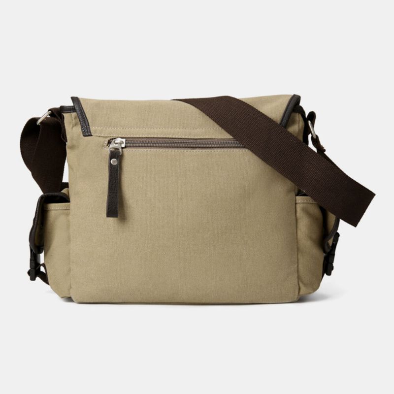 Herr Vintage Stor Kapacitet Slittålig Canvas Crossbody Bag Casual Axelväska