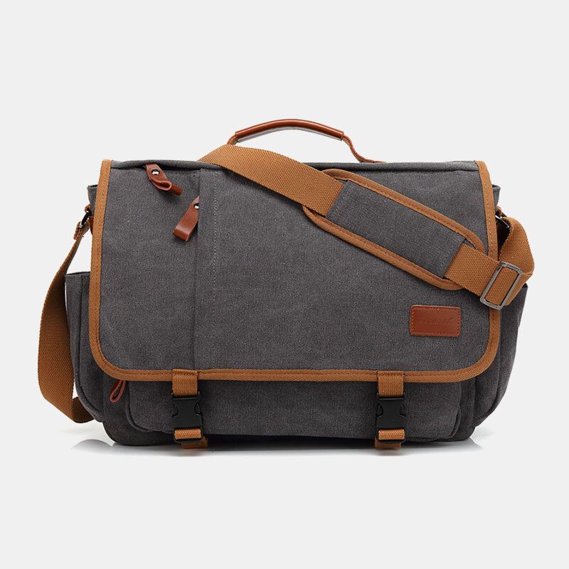 Herr Vintage Stor Kapacitet Vattentät Canvas Casual Crossbody-väska Axelväska Resväska