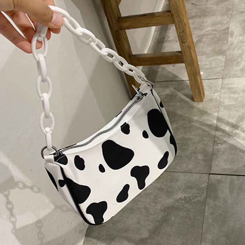 Kvinna Mjölkmönster Kedja Crossbody Bag