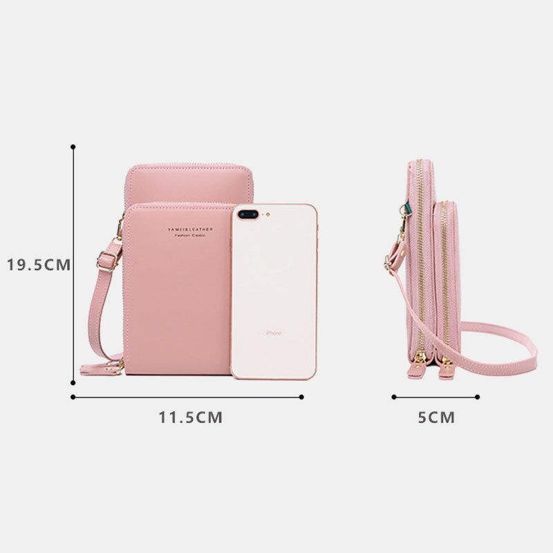 Kvinnor 5-kortsplatser Telefonväska Solida Crossbody-väskor