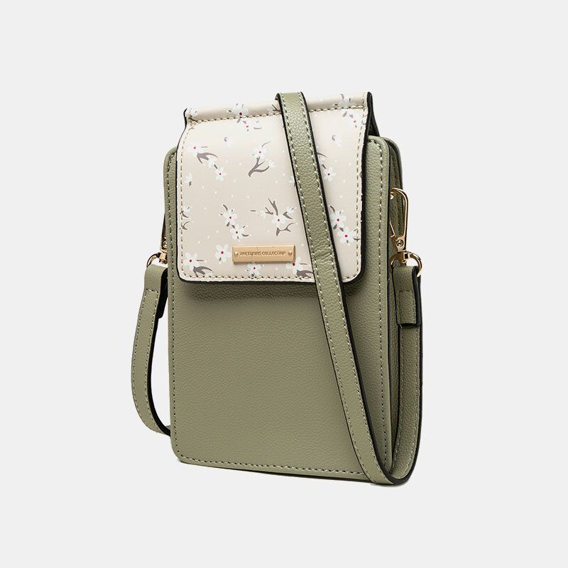 Kvinnor 65 Tums Telefonhållare 6 Kortplats Floral Crossbody-väska