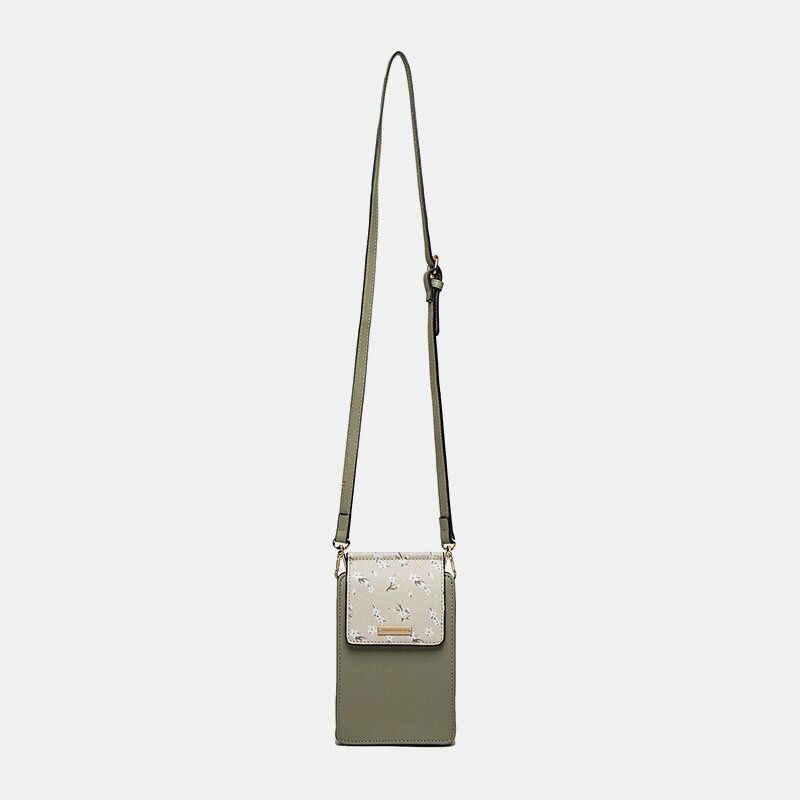 Kvinnor 65 Tums Telefonhållare 6 Kortplats Floral Crossbody-väska