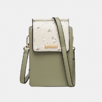 Kvinnor 65 Tums Telefonhållare 6 Kortplats Floral Crossbody-väska