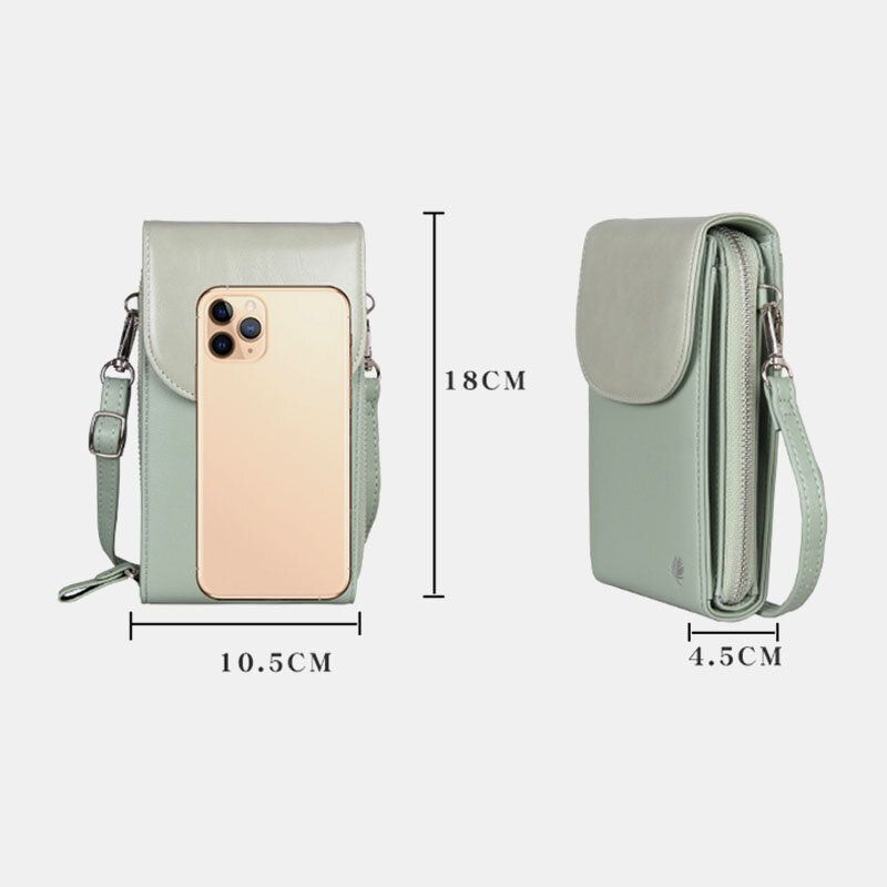 Kvinnor 8 Kortplatser Telefonväska Solid Crossbody-väska Axelväska