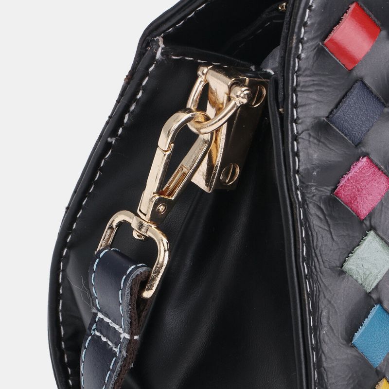 Kvinnor Äkta Läder Patchwork Telefonväska Crossbody Bag Axelväska