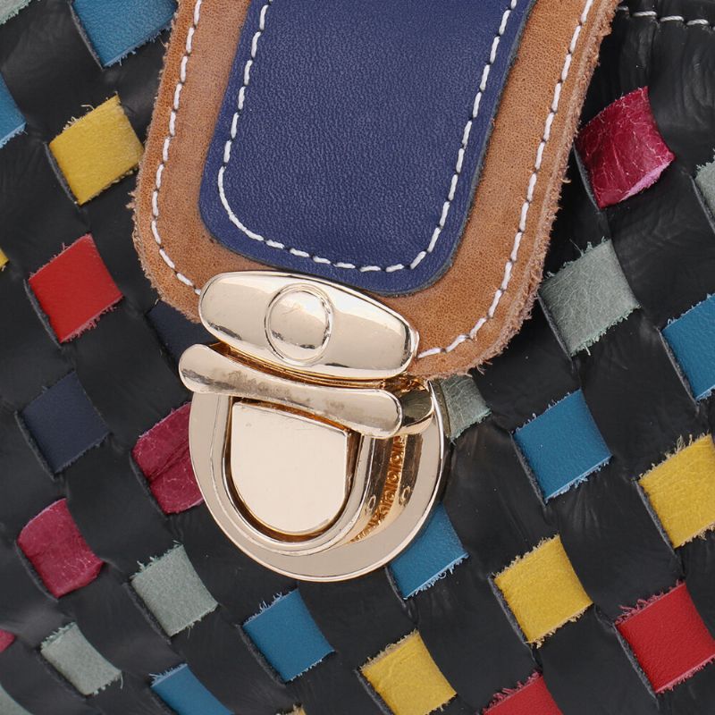 Kvinnor Äkta Läder Patchwork Telefonväska Crossbody Bag Axelväska