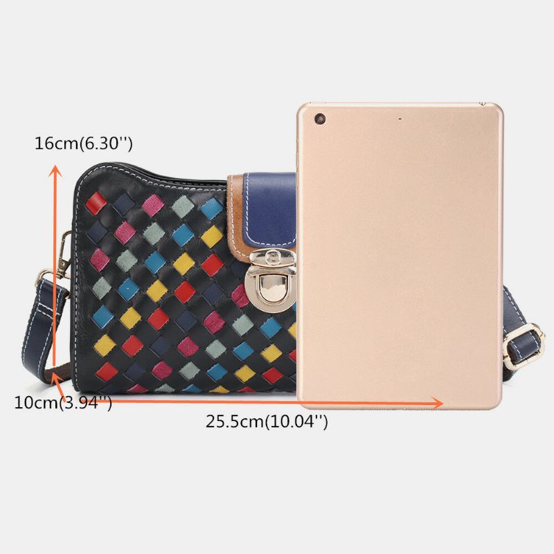 Kvinnor Äkta Läder Patchwork Telefonväska Crossbody Bag Axelväska