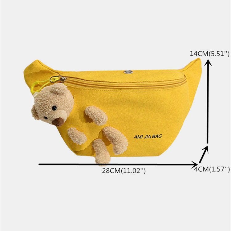 Kvinnor Bear Doll Solid Hörlurar Söt Crossbody-väska Bröstväska Sling Bag