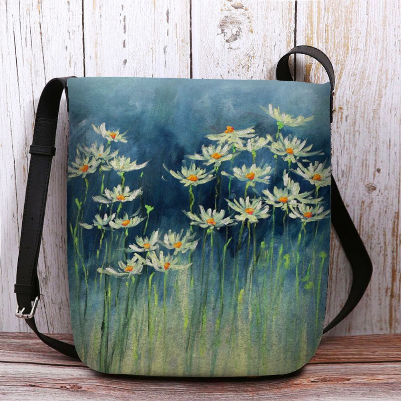 Kvinnor Filt Blommor Mönstertryck Crossbody Bag Axelväska