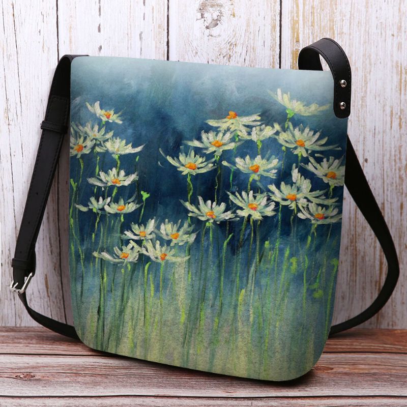 Kvinnor Filt Blommor Mönstertryck Crossbody Bag Axelväska